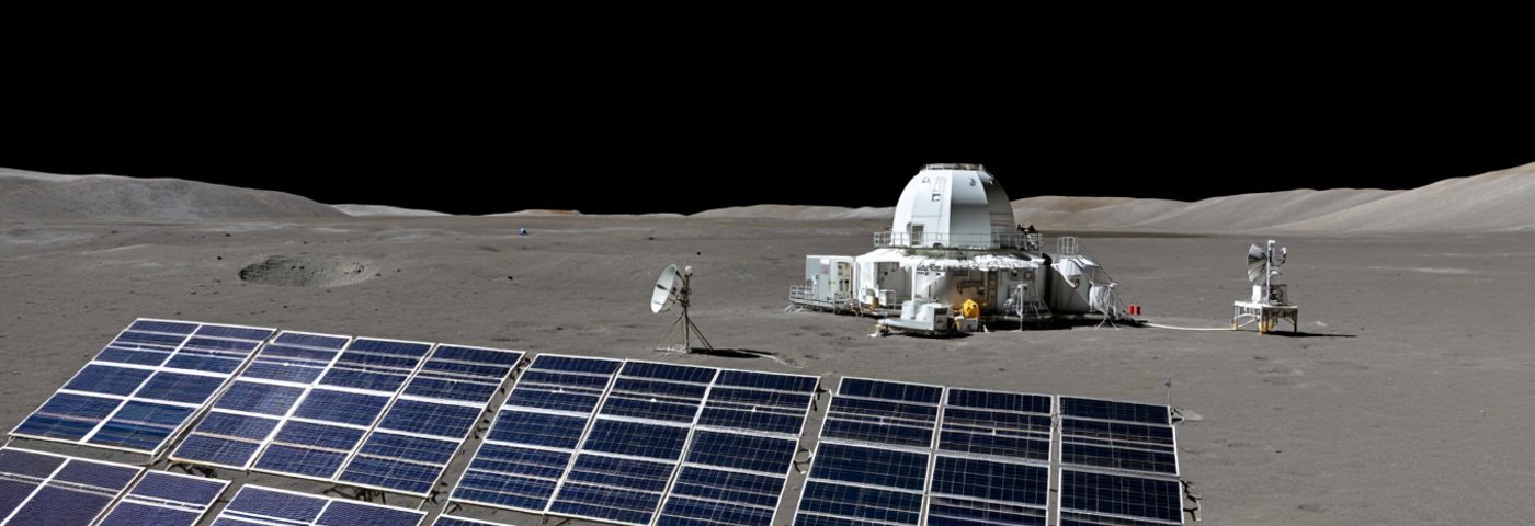 moon base with solar cells