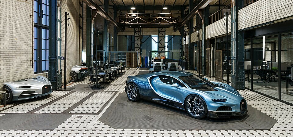 The new Bugatti Design Studio in the listed E-Werk building pays homage to the long tradition that has shaped Bugatti for more than 115 years. The new Bugatti Design Studio in the listed E-Werk building pays homage to the long tradition that has shaped Bugatti for more than 115 years.