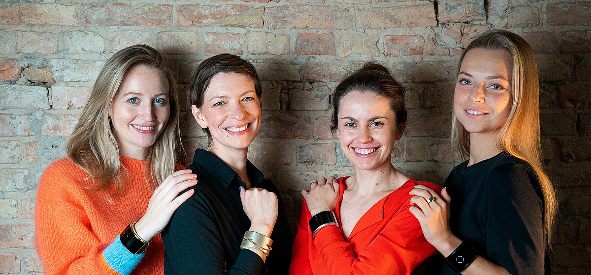 Laemon co-founders Daria Stepanova, Susana Gomez, Olya Plisko, and Vanessa Rexin. Laemon creates jewelry with a purpose – to keep you feeling safe.